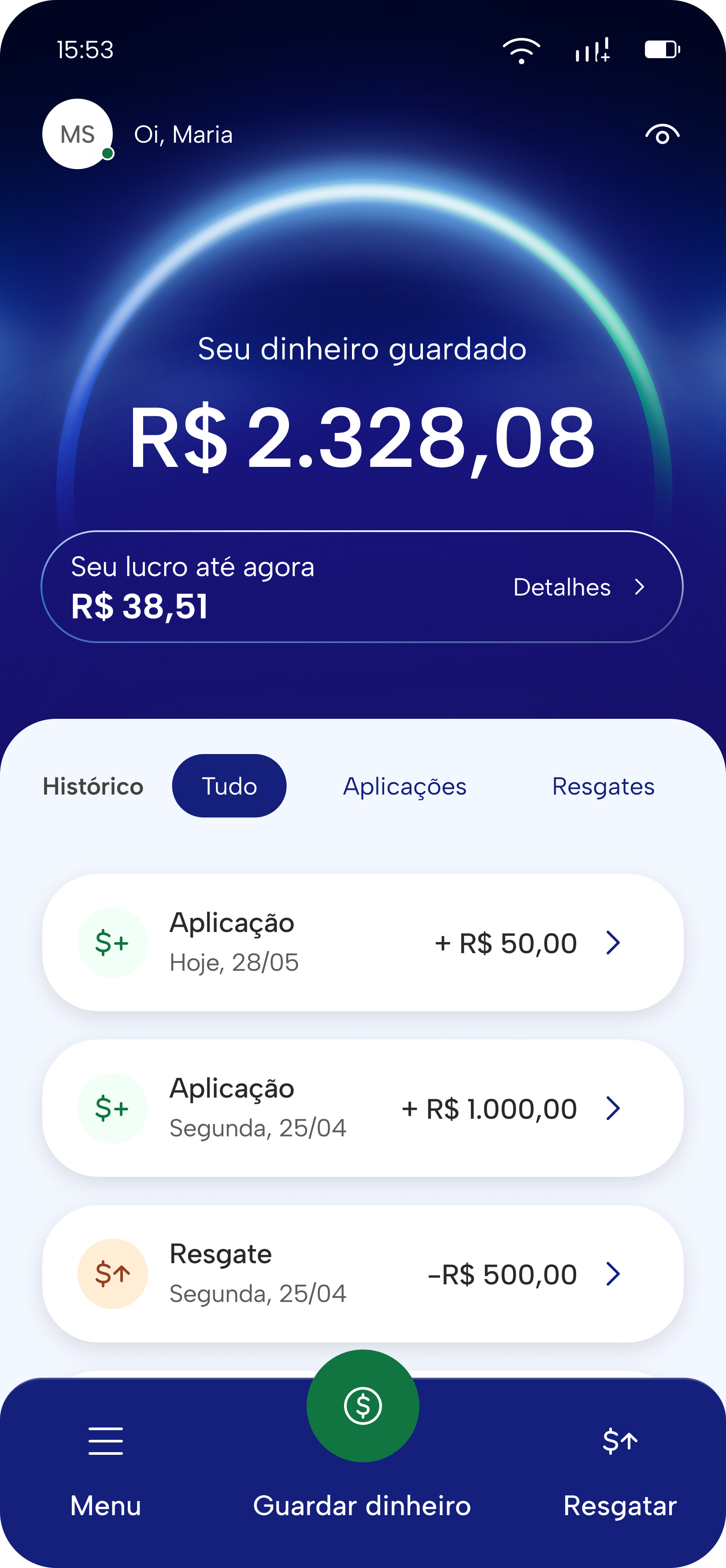 Tela do aplicativo Tesouro Direto